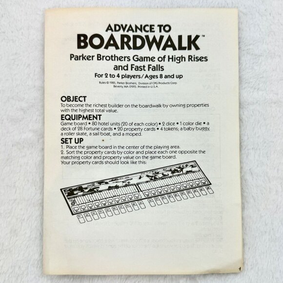 Vintage 1985 Advance To Boardwalk Board Game Parker Brothers 100% Complete - Picture 7 of 11